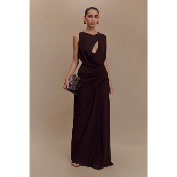Meshki Dresses & Skirts - Meshki Oria Chiffon Maxi Dress in Brown